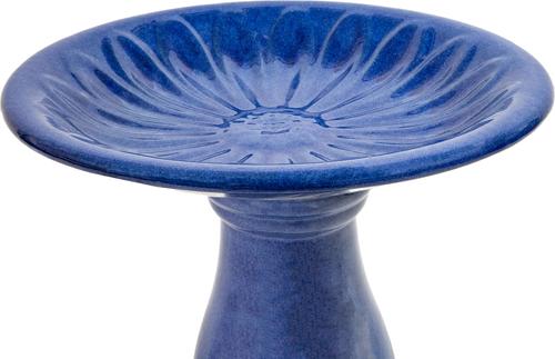 Show full view: Sunnydaze Decor Daisy Embossed Bowl Bird Bath, Blue slide 3 of 9