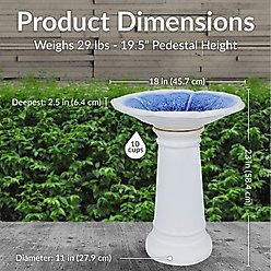 Sunnydaze Decor Misty Blossom Bird Bath, White/Blue slide 2 of 9