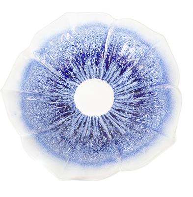 Show full view: Sunnydaze Decor Misty Blossom Bird Bath, White/Blue slide 4 of 9