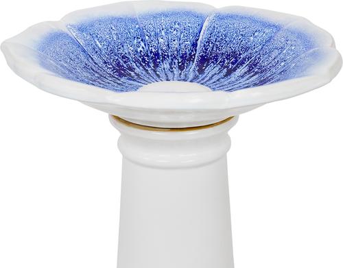 Show full view: Sunnydaze Decor Misty Blossom Bird Bath, White/Blue slide 3 of 9