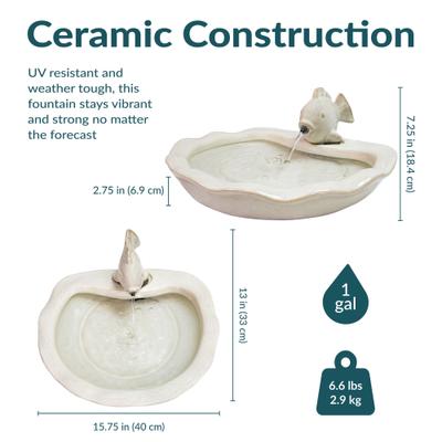 Show full view: Sunnydaze Decor Ceramic Fish Water Fountain, White slide 8 of 9