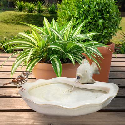 Show full view: Sunnydaze Decor Ceramic Fish Water Fountain, White slide 5 of 9