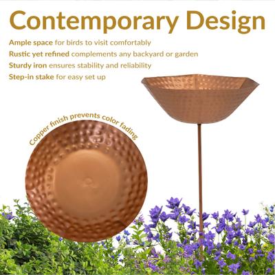 Show full view: Sunnydaze Decor Hammered Iron Staked Bird Bath, Copper slide 9 of 9