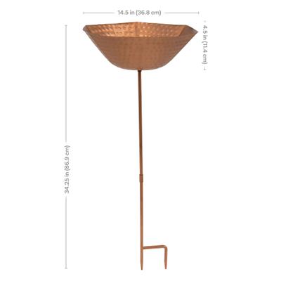 Show full view: Sunnydaze Decor Hammered Iron Staked Bird Bath, Copper slide 3 of 9