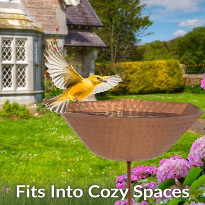 Show full view: Sunnydaze Decor Hammered Iron Staked Bird Bath, Copper slide 4 of 9