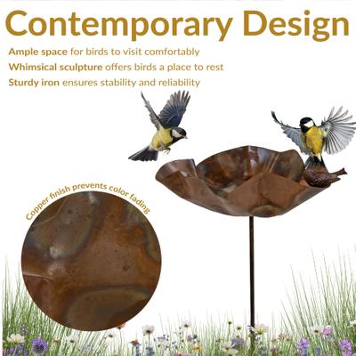 Show full view: Sunnydaze Decor Iron Staked Bird Bath, Copper slide 9 of 9