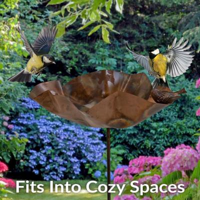 Show full view: Sunnydaze Decor Iron Staked Bird Bath, Copper slide 4 of 9