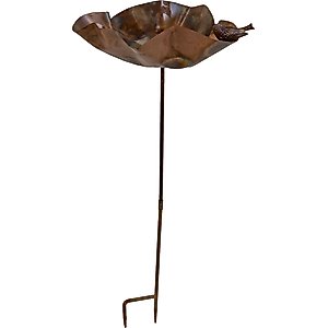 Sunnydaze Decor Iron Staked Bird Bath, Copper