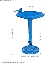 Sunnydaze Decor Garden Visitor Bird Bath, Blue Patina slide 2 of 9