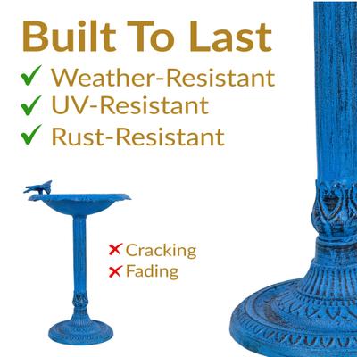 Show full view: Sunnydaze Decor Garden Visitor Bird Bath, Blue Patina slide 4 of 9