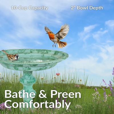 Show full view: Sunnydaze Decor Backyard Beauty Bird Bath, Green Patina slide 9 of 9