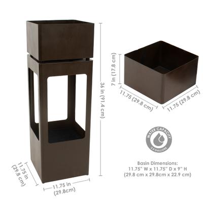 Show full view: Sunnydaze Decor Serene Shower Zinc Fountain with Planter, Dark Brown slide 2 of 9