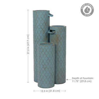 Show full view: Sunnydaze Decor Moroccan Trellis 3-Column Zinc Fountain, Blue slide 7 of 9