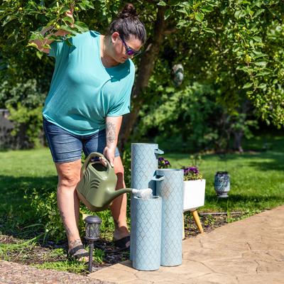 Show full view: Sunnydaze Decor Moroccan Trellis 3-Column Zinc Fountain, Blue slide 4 of 9