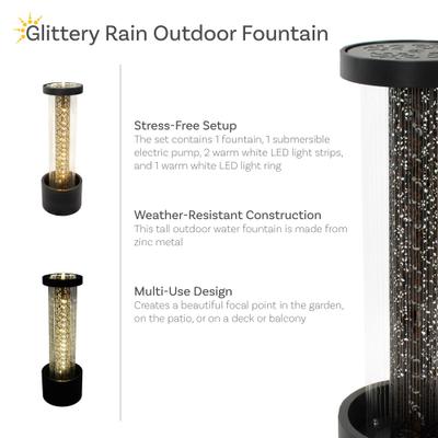 Show full view: Sunnydaze Decor Glittering Rain Zinc Water Fountain, Black slide 4 of 9
