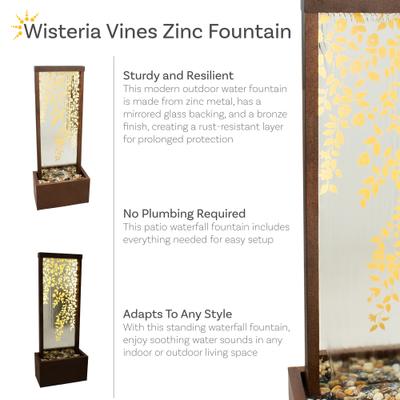 Show full view: Sunnydaze Decor Wisteria Vines Zinc Outdoor Fountain, Bronze slide 6 of 9