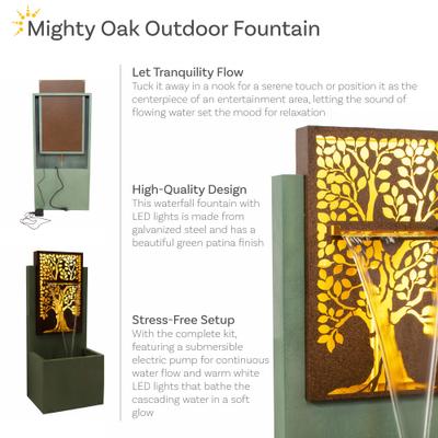 Show full view: Sunnydaze Decor Mighty Oak Steel Outdoor Water Fountain, Light Green slide 7 of 9