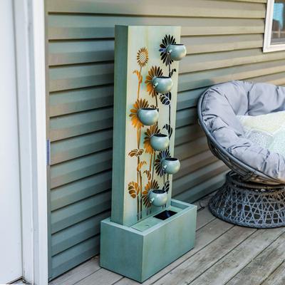 Show full view: Sunnydaze Decor Sunflower Fields Steel Outdoor Fountain, Light Green slide 5 of 9