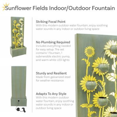 Show full view: Sunnydaze Decor Sunflower Fields Steel Outdoor Fountain, Light Green slide 3 of 9