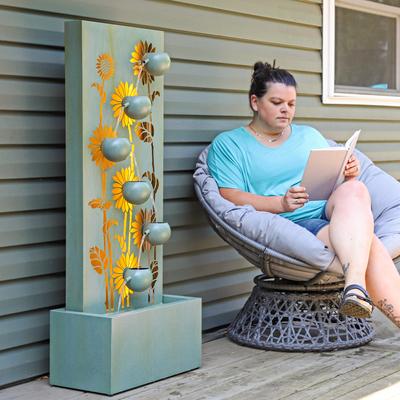 Show full view: Sunnydaze Decor Sunflower Fields Steel Outdoor Fountain, Light Green slide 2 of 9