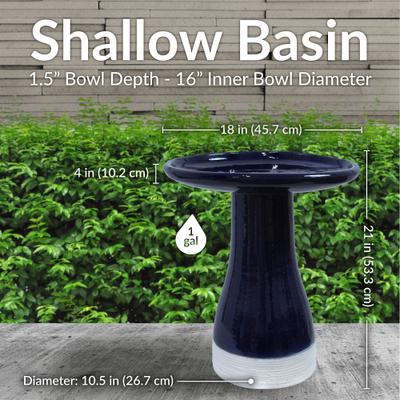Show full view: Sunnydaze Decor Ceramic Duo Tone Bird Bath, Midnight slide 6 of 9