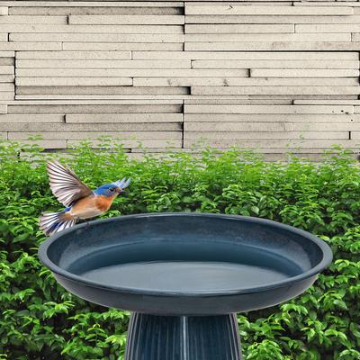 Show full view: Sunnydaze Decor Gleeful Garden Bird Bath, Blue Glaze slide 7 of 9