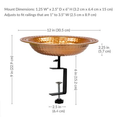 Show full view: Sunnydaze Decor Copper Deck-Mounted Bird Bath & Feeder slide 3 of 9
