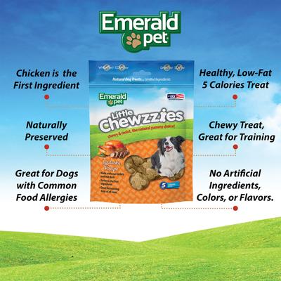 Show full view: Emerald Pet Little Chewzzies Turducky Recipe Chicken-Free Dog Treats, 5-oz bag slide 5 of 9