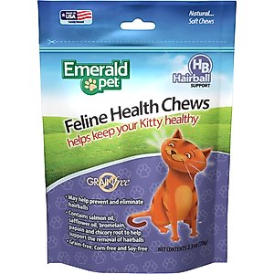 Emerald Pet Hairball Support Grain-Free Cat Soft Chews, 2.5-oz bag