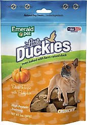 Emerald Pet Grain-Free Little Duckies with Duck & Pumpkin Dog Treats, 5-oz bag