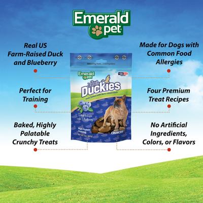 Show full view: Emerald Pet Grain-Free Little Duckies with Duck & Blueberry Dog Treats, 5-oz bag slide 5 of 11