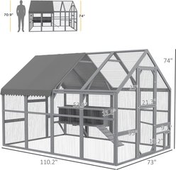 PawHut Water-Resistant Chicken Run with Nest Box & Anti-UV Cover, 110.2 x73 x 74-in slide 2 of 9