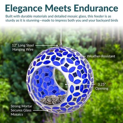Show full view: Sunnydaze Decor Mosaic Glass Bird Feeder, Lavender slide 3 of 7