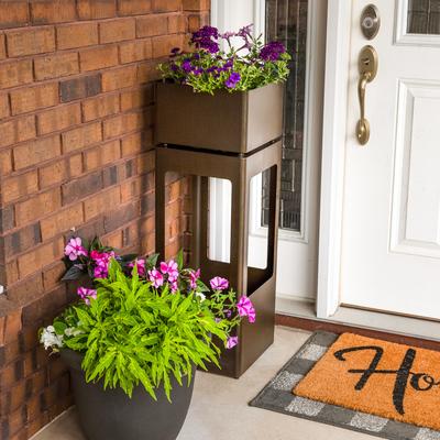 Show full view: Sunnydaze Decor Serene Shower Zinc Fountain with Planter, Dark Brown slide 4 of 9