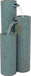 Sunnydaze Decor Moroccan Trellis 3-Column Zinc Fountain, Blue
