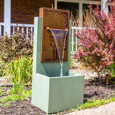 Show full view: Sunnydaze Decor Mighty Oak Steel Outdoor Water Fountain, Light Green slide 2 of 9