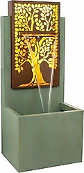 Sunnydaze Decor Mighty Oak Steel Outdoor Water Fountain, Light Green