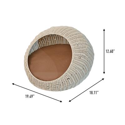 Show full view: THE LICKER STORE Flora Modern Circular Faux Wicker Cat Bed with Removable Cover, Medium, White slide 5 of 7