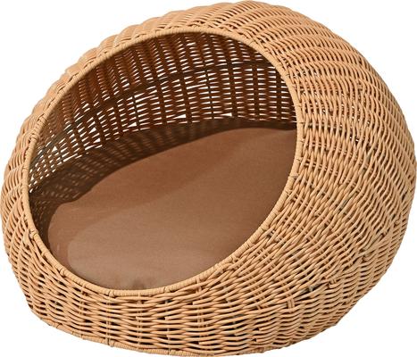 Show full view: THE LICKER STORE Flora Modern Circular Faux Wicker Cat Bed with Removable Cover, Medium, Natural slide 6 of 6