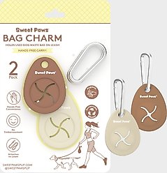 Sweet Paws Bag Charm Hands-Free Used Dog Poop Bag Carrier, Mocha & Crème Brûlée, 2 count