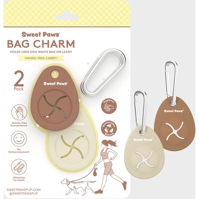 Sweet Paws Sweet Paws Bag Charm Hands-Free Used Dog Poop Bag Carrier, Mocha & Crème Brûlée, 2 count