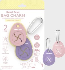 Sweet Paws Bag Charm Hands-Free Used Dog Poop Bag Carrier, Blush Pink & Lavender Cream, 2 count