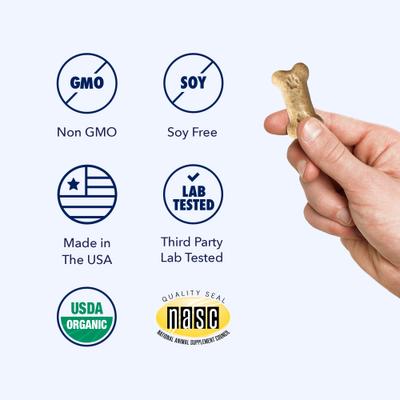 Show full view: Honest Paws Full-Spectrum Hemp Oil Bites Peanut Butter Flavored Calming Chew Supplement for Dogs, 30 count slide 10 of 10