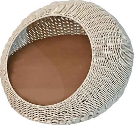 Show full view: THE LICKER STORE Flora Modern Circular Faux Wicker Cat Bed with Removable Cover, Medium, White slide 7 of 7