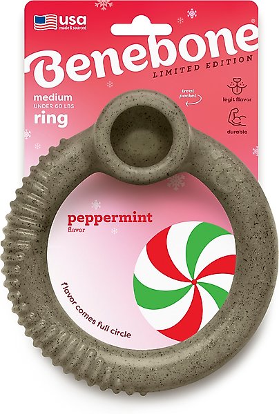 Show full view: Benebone Ring Peppermint Tough Dog Chew Toy, Medium slide 1 of 9