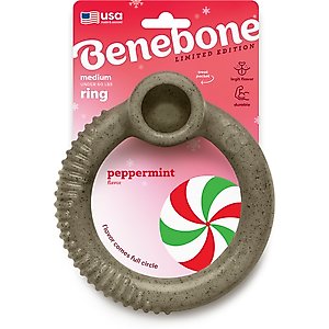 Benebone Ring Peppermint Tough Dog Chew Toy, Medium