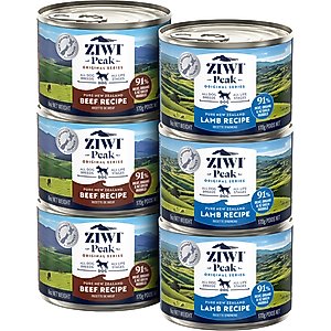 ZIWI Peak Variety Pack Adult Grain-Free Beef, Lamb Pate Canned Dog Food, 6-oz can, case of 6