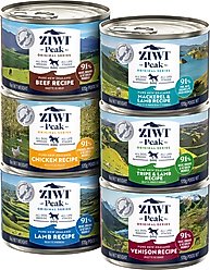 ZIWI Peak Variety Pack Adult Grain-Free Beef, Chicken, Lamb, Mackerel & Lamb, Tripe & Lamb, Venison Pate Canned Dog Food, 6-oz can, case of 6