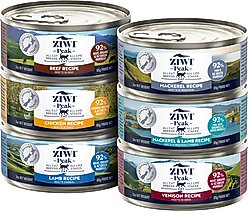ZIWI Peak Beef, Chicken, Lamb, Mackerel & Lamb, Mackerel, Venison Variety Pack Grain-Free Canned Cat Food, 3-oz can, case of 6