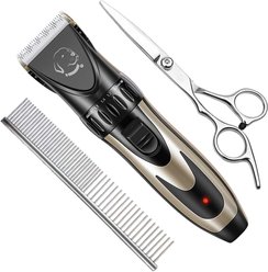 Pet Republique Cordless Hair Clippers Kit with Additional Scissor & Hand Comb for Dogs & Cats